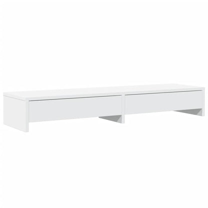 Monitorstandaard met lades 100x27x15 cm bewerkt hout wit