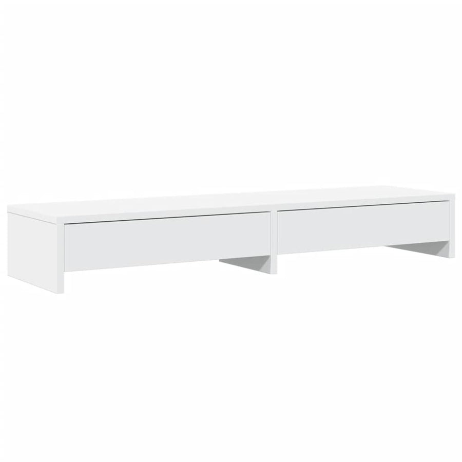 Monitorstandaard met lades 100x27x15 cm bewerkt hout wit