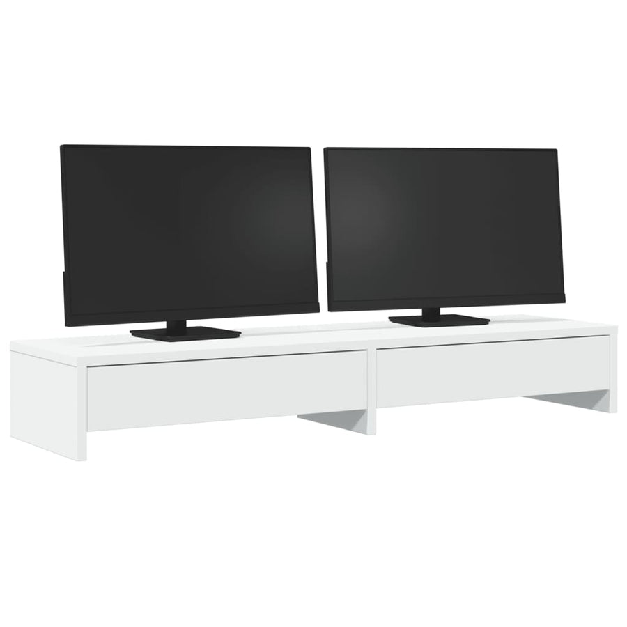Monitorstandaard met lades 100x27x15 cm bewerkt hout wit