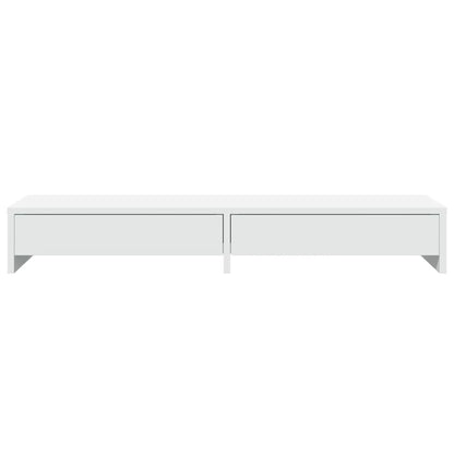 Monitorstandaard met lades 100x27x15 cm bewerkt hout wit