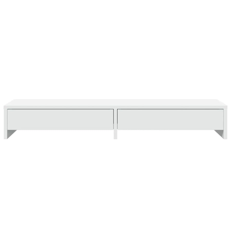 Monitorstandaard met lades 100x27x15 cm bewerkt hout wit