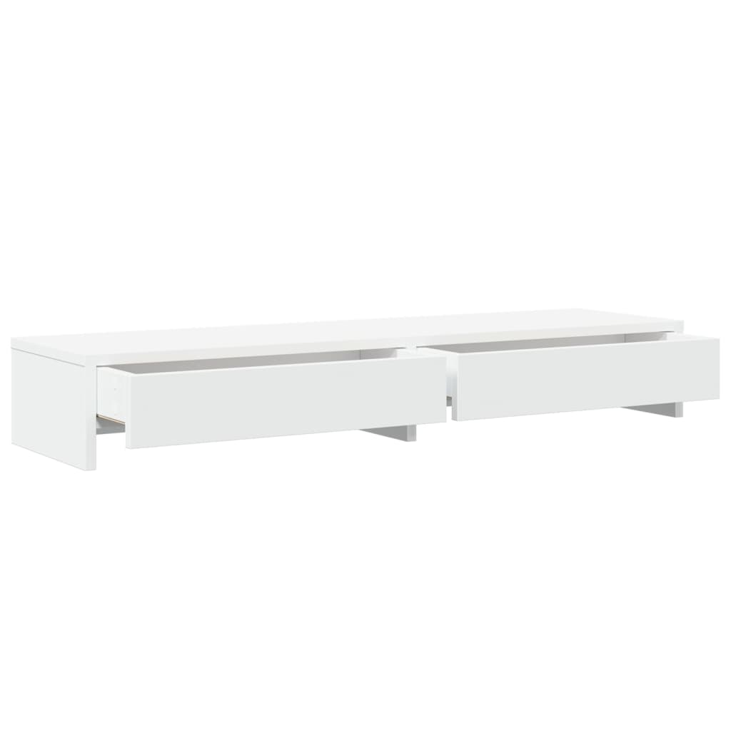 Monitorstandaard met lades 100x27x15 cm bewerkt hout wit