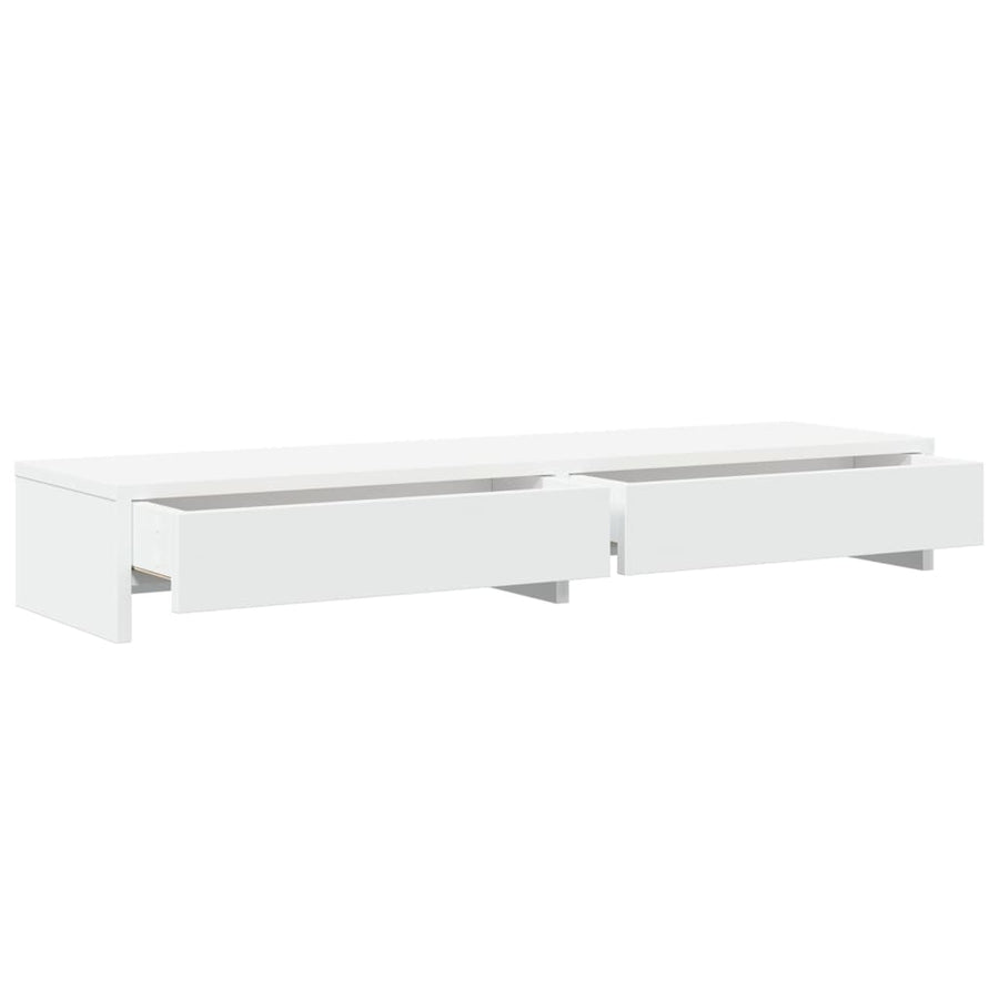 Monitorstandaard met lades 100x27x15 cm bewerkt hout wit