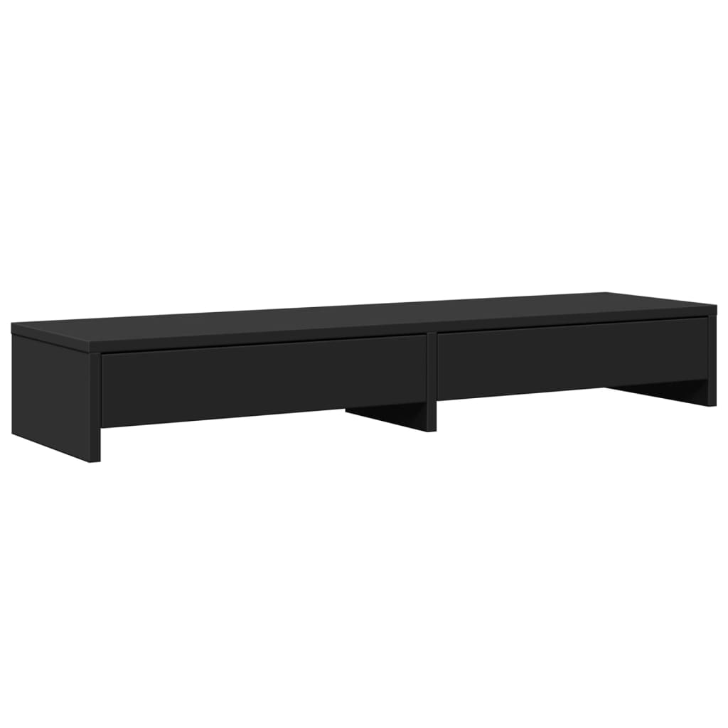 Monitorstandaard met lades 100x27x15 cm bewerkt hout zwart