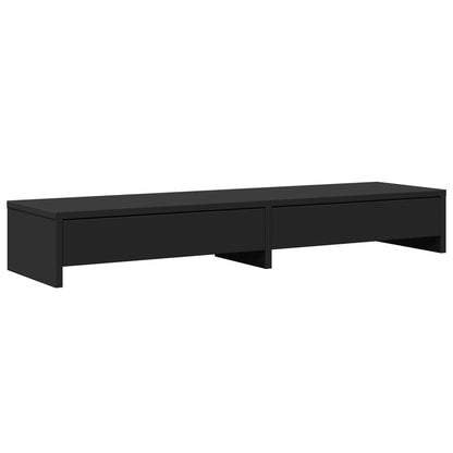 Monitorstandaard met lades 100x27x15 cm bewerkt hout zwart