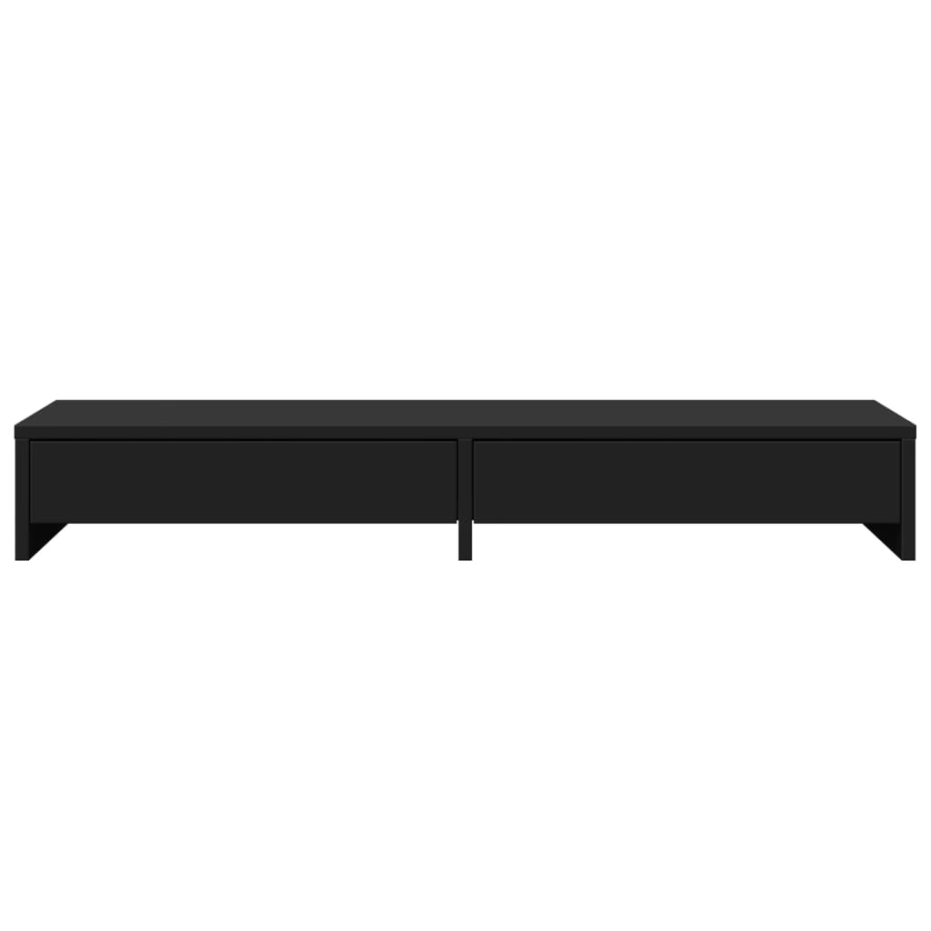 Monitorstandaard met lades 100x27x15 cm bewerkt hout zwart