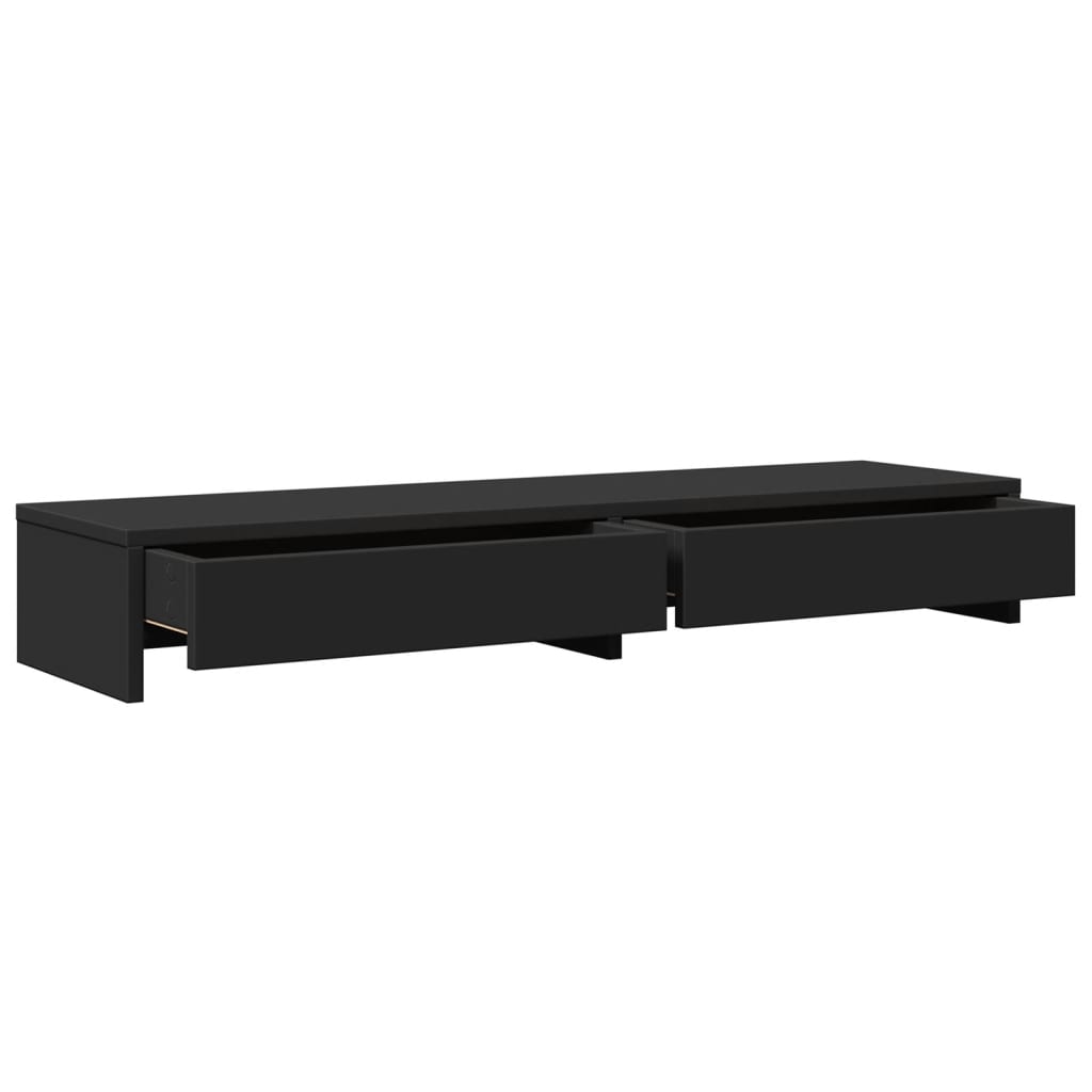 Monitorstandaard met lades 100x27x15 cm bewerkt hout zwart