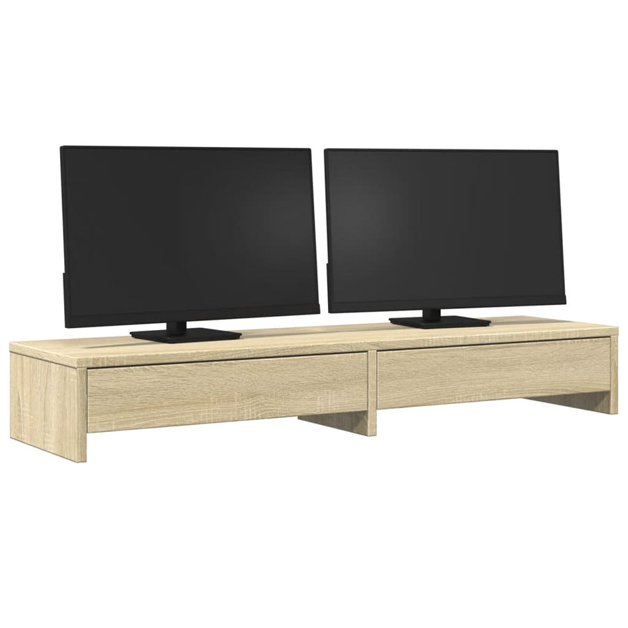 Monitorstandaard met lades 100x27x15 cm hout sonoma eikenkleur