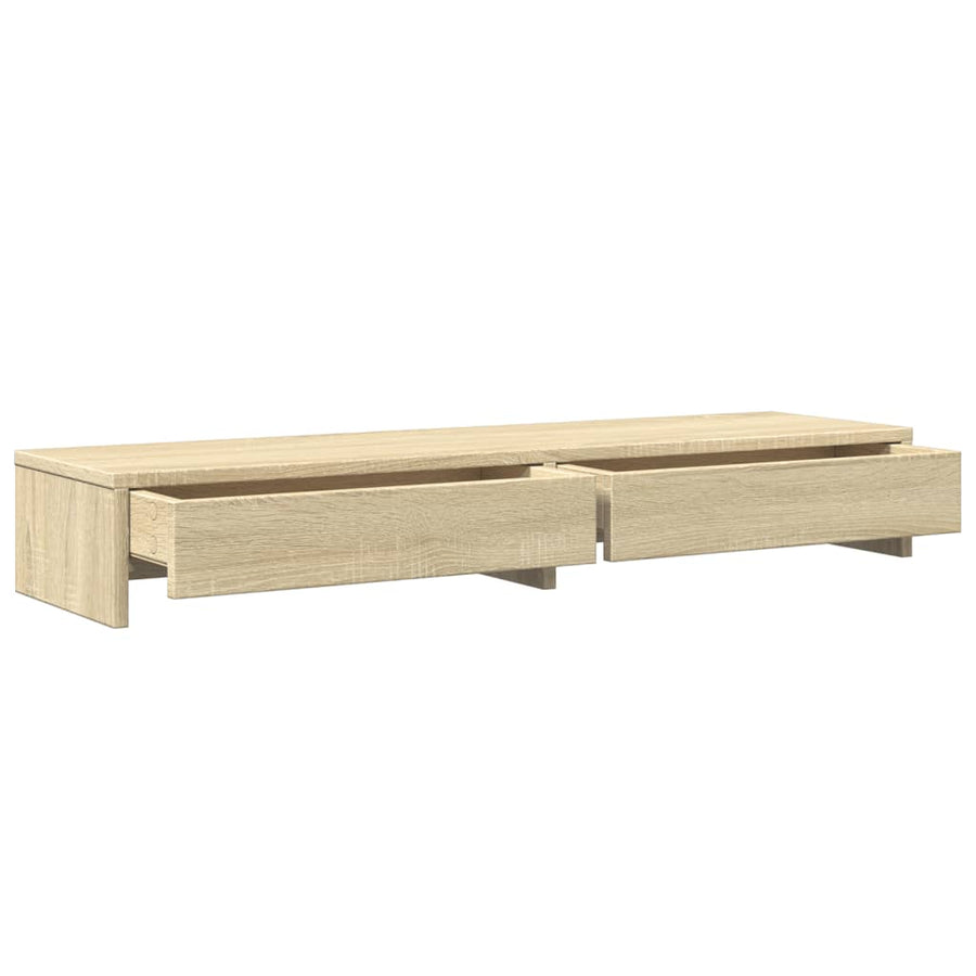Monitorstandaard met lades 100x27x15 cm hout sonoma eikenkleur