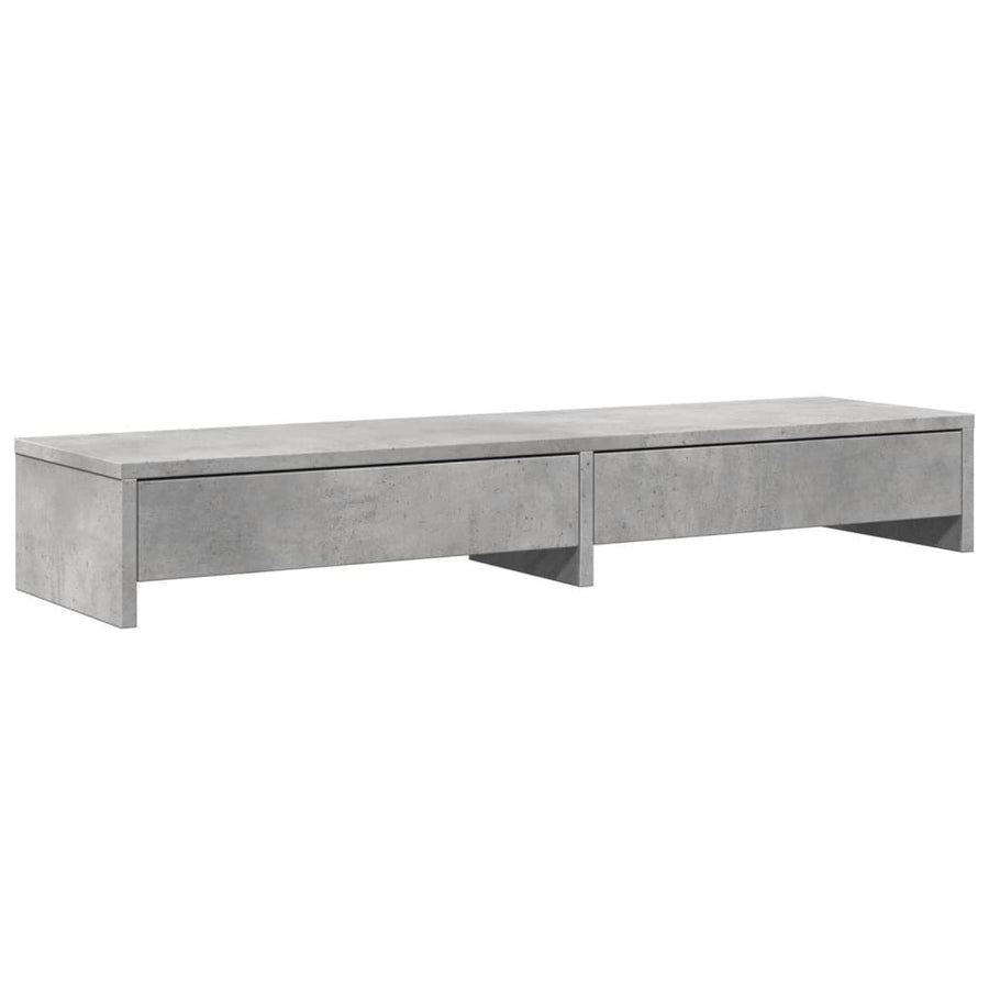 Monitorstandaard met lades 100x27x15 cm bewerkt hout betongrijs