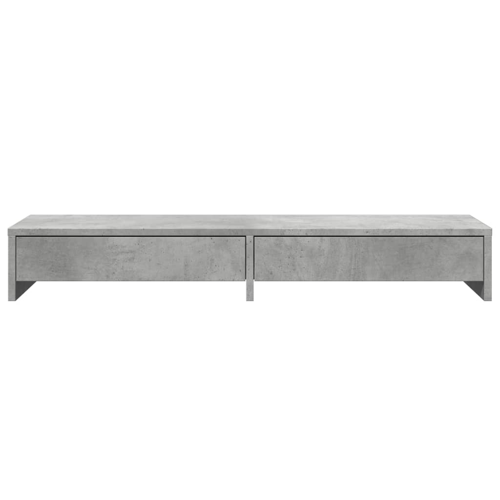 Monitorstandaard met lades 100x27x15 cm bewerkt hout betongrijs