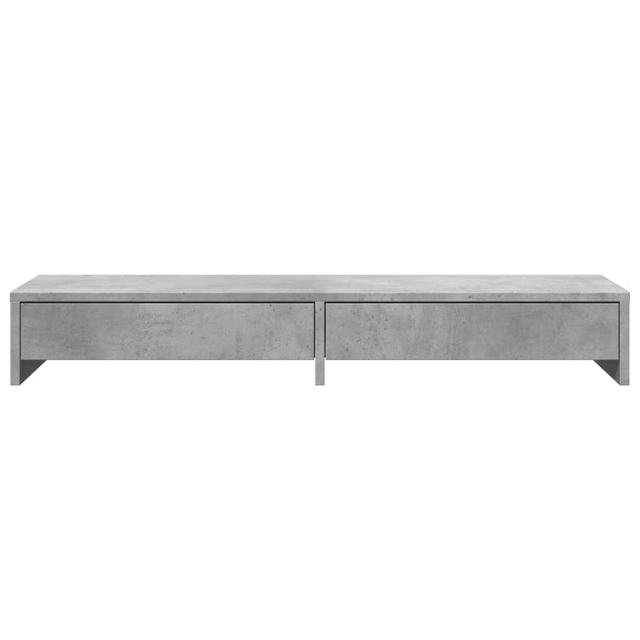 Monitorstandaard met lades 100x27x15 cm bewerkt hout betongrijs
