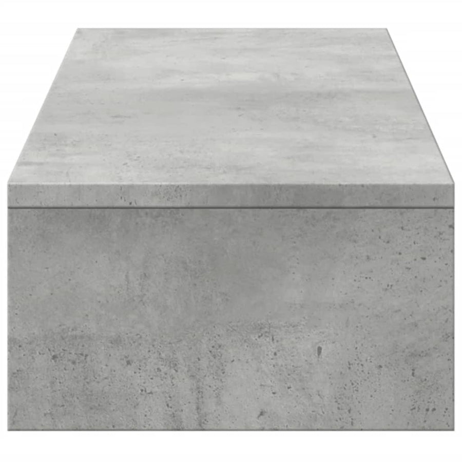 Monitorstandaard met lades 100x27x15 cm bewerkt hout betongrijs