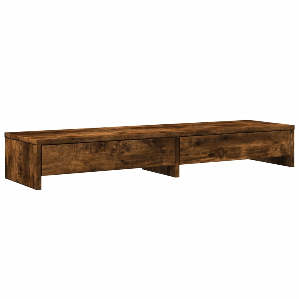 Monitorstandaard met lades 100x27x15 cm hout gerookt eikenkleur