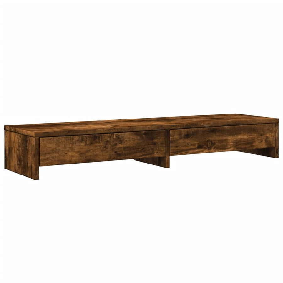 Monitorstandaard met lades 100x27x15 cm hout gerookt eikenkleur