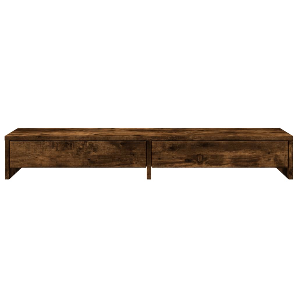 Monitorstandaard met lades 100x27x15 cm hout gerookt eikenkleur