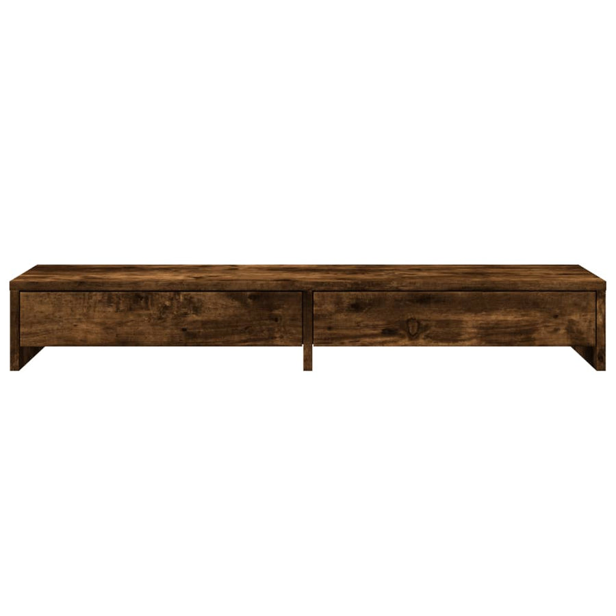 Monitorstandaard met lades 100x27x15 cm hout gerookt eikenkleur