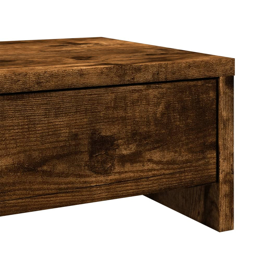 Monitorstandaard met lades 100x27x15 cm hout gerookt eikenkleur