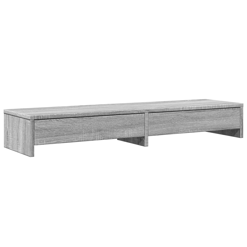 Monitorstandaard met lades 100x27x15 cm hout grijs sonoma eiken