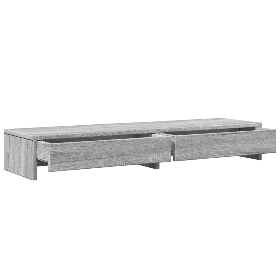 Monitorstandaard met lades 100x27x15 cm hout grijs sonoma eiken