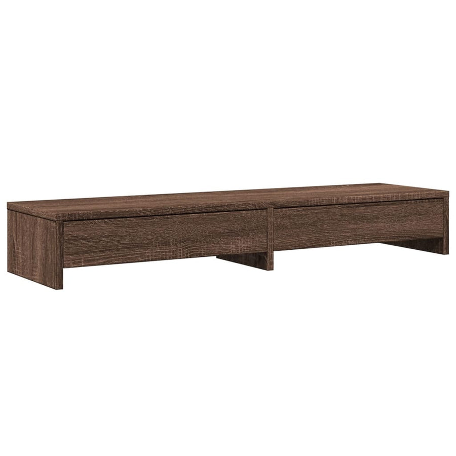 Monitorstandaard met lades 100x27x15 cm hout bruin eikenkleur