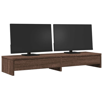 Monitorstandaard met lades 100x27x15 cm hout bruin eikenkleur