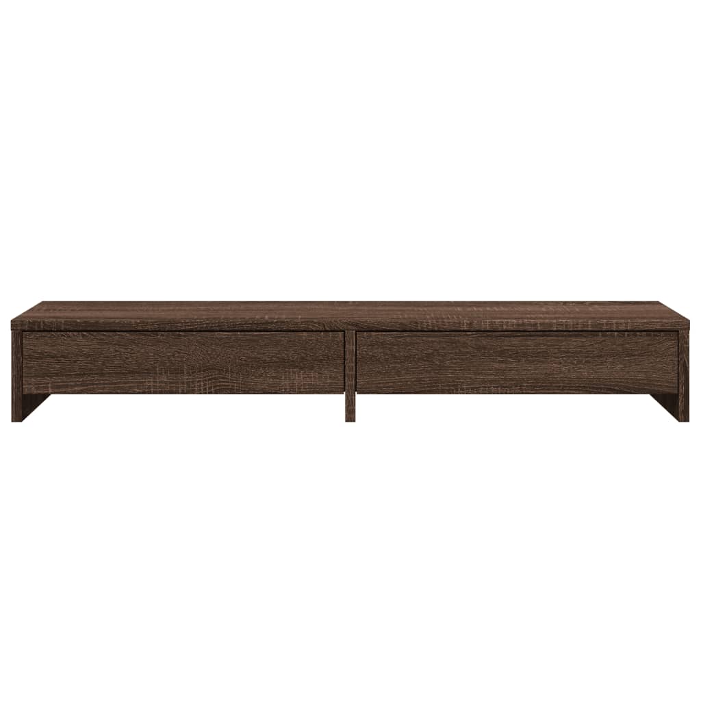Monitorstandaard met lades 100x27x15 cm hout bruin eikenkleur