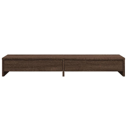 Monitorstandaard met lades 100x27x15 cm hout bruin eikenkleur