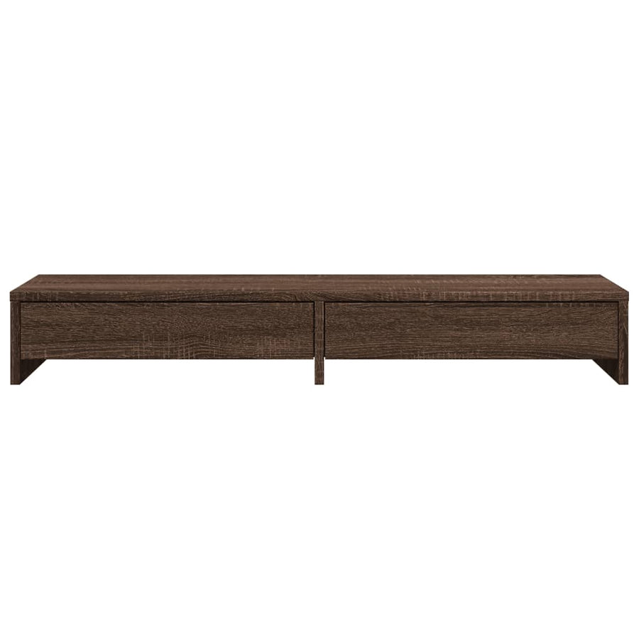 Monitorstandaard met lades 100x27x15 cm hout bruin eikenkleur