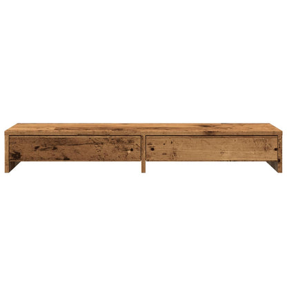 Monitorstandaard met lades 100x27x15 cm hout oud houtkleurig