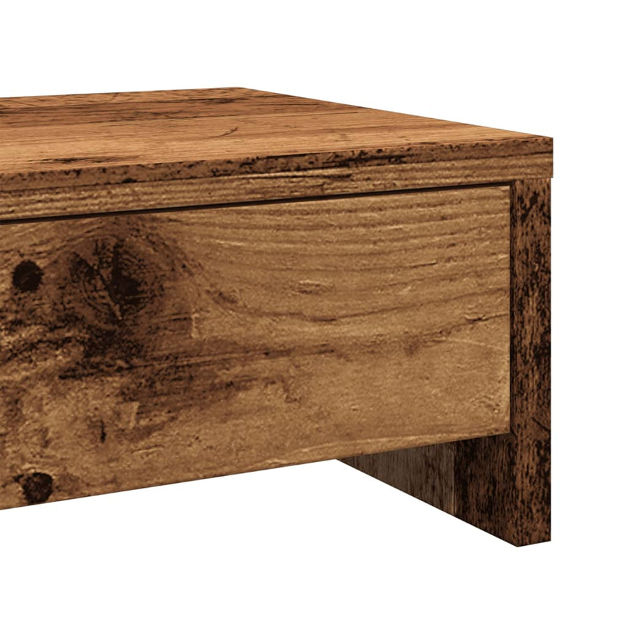 Monitorstandaard met lades 100x27x15 cm hout oud houtkleurig