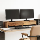 Monitor Stand with Drawers 100x27x15 cm Wood Antique Wood Finish