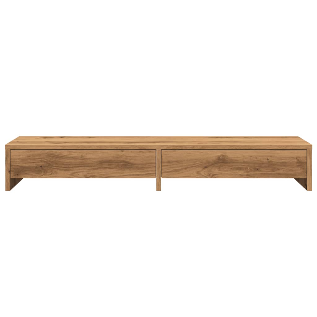 Monitorstandaard met lades 100x27x15 cm hout artisanaal eiken