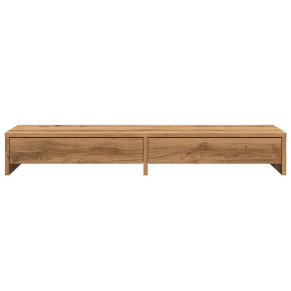 Monitorstandaard met lades 100x27x15 cm hout artisanaal eiken