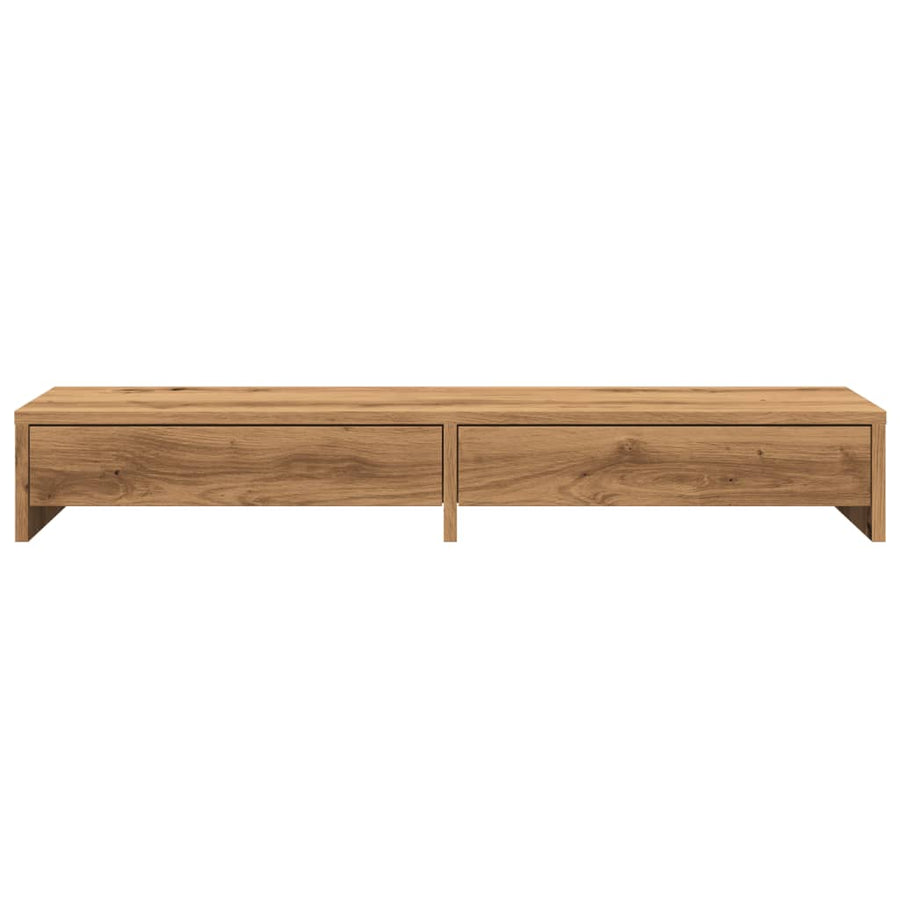 Monitorstandaard met lades 100x27x15 cm hout artisanaal eiken