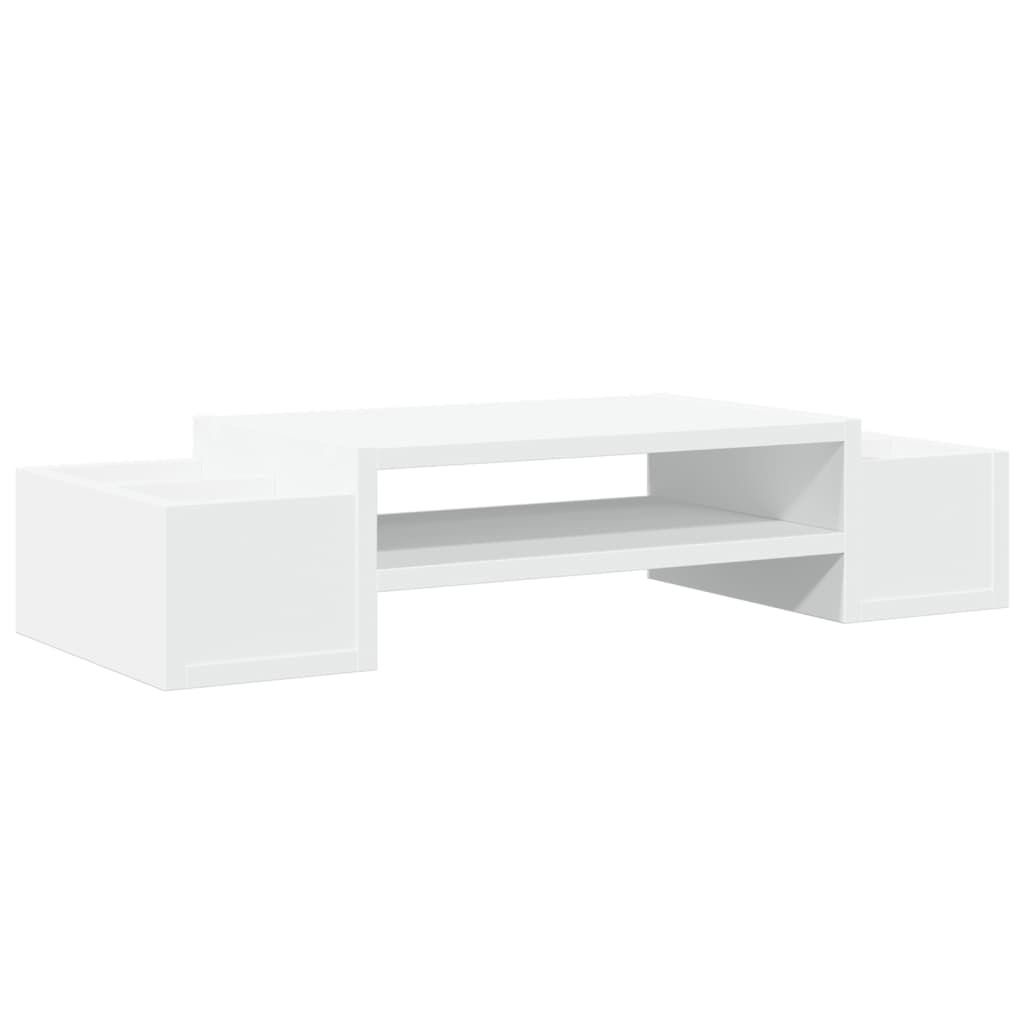 Monitorstandaard met opbergruimte 70x27x15 cm bewerkt hout wit