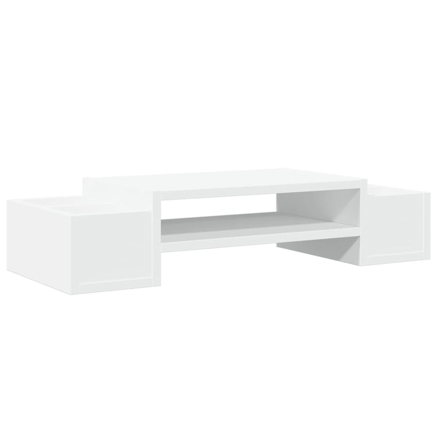 Monitorstandaard met opbergruimte 70x27x15 cm bewerkt hout wit