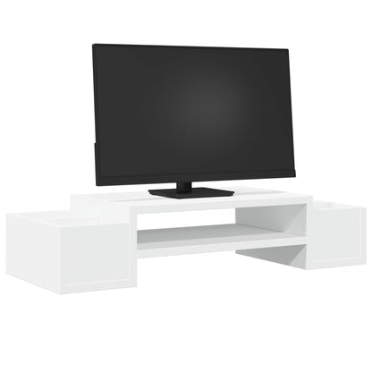 Monitorstandaard met opbergruimte 70x27x15 cm bewerkt hout wit