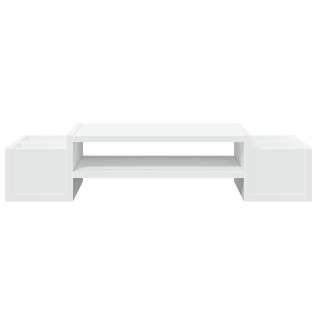Monitorstandaard met opbergruimte 70x27x15 cm bewerkt hout wit