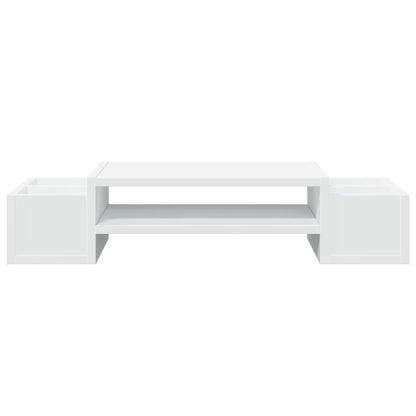 Monitorstandaard met opbergruimte 70x27x15 cm bewerkt hout wit