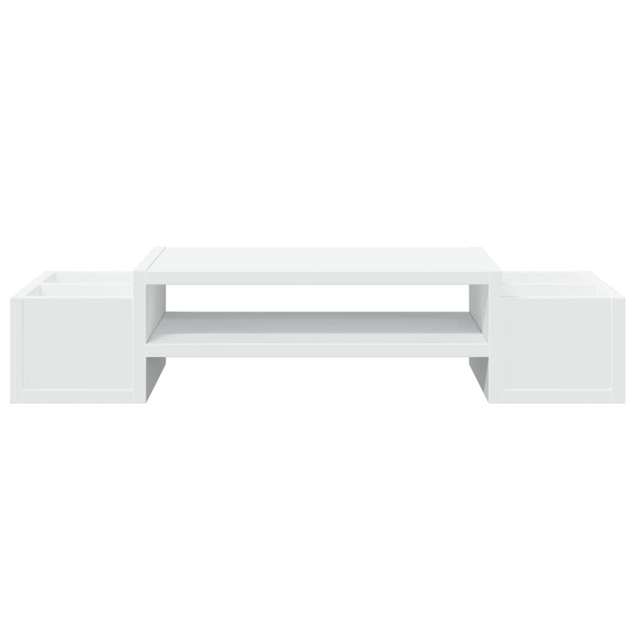 Monitorstandaard met opbergruimte 70x27x15 cm bewerkt hout wit