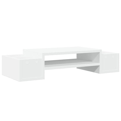 Monitorstandaard met opbergruimte 70x27x15 cm bewerkt hout wit