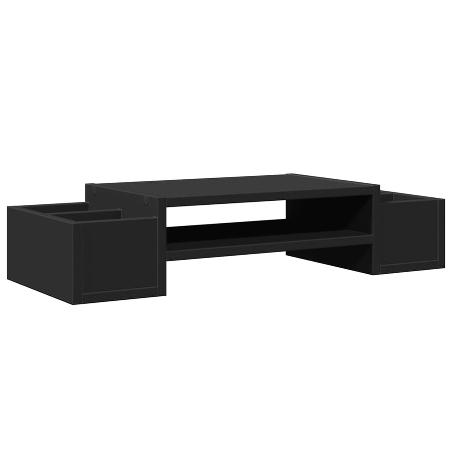 Monitorstandaard met opbergruimte 70x27x15 cm hout zwart