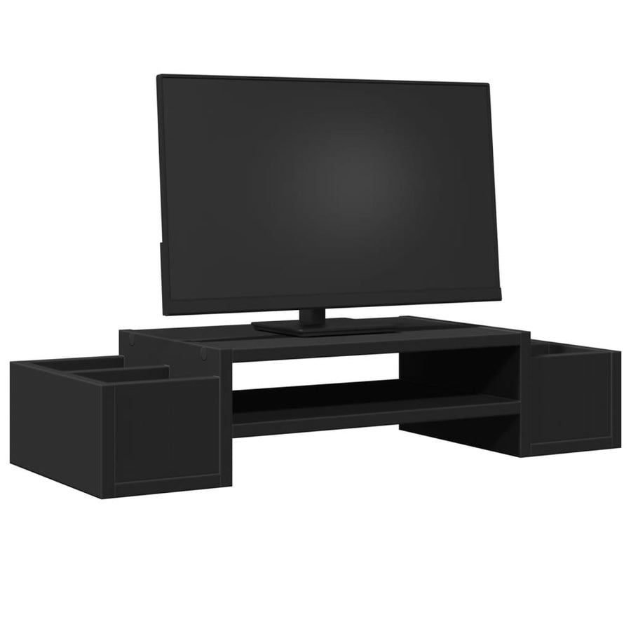 Monitorstandaard met opbergruimte 70x27x15 cm hout zwart
