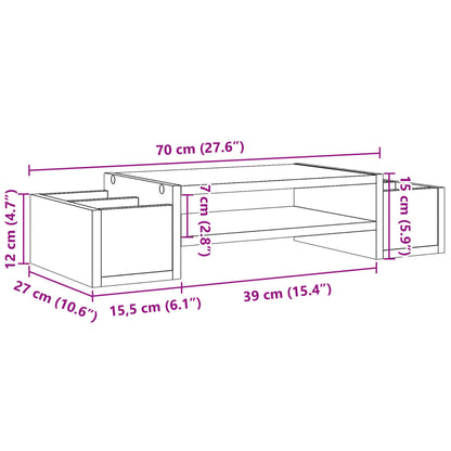 Monitorstandaard met opbergruimte 70x27x15 cm hout zwart