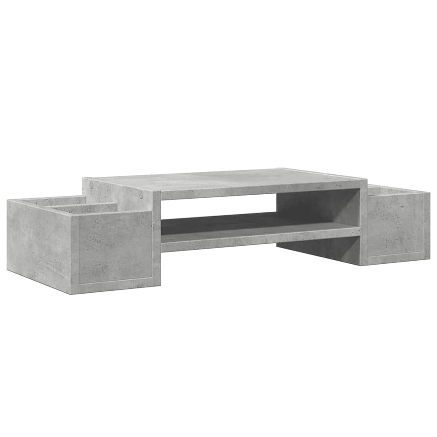 Monitorstandaard met opbergruimte 70x27x15 cm hout betongrijs