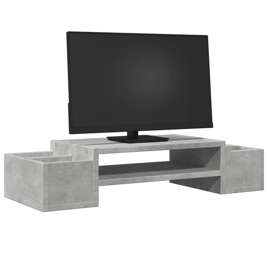 Monitorstandaard met opbergruimte 70x27x15 cm hout betongrijs