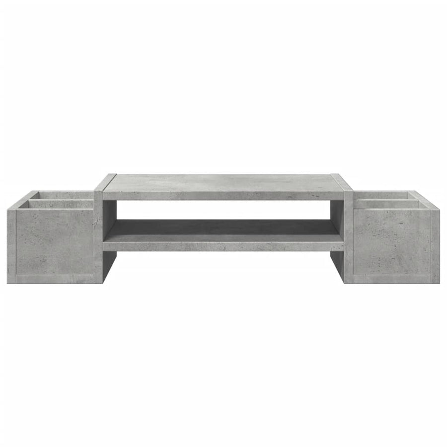 Monitorstandaard met opbergruimte 70x27x15 cm hout betongrijs