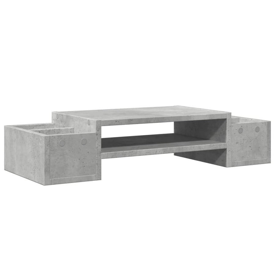 Monitorstandaard met opbergruimte 70x27x15 cm hout betongrijs
