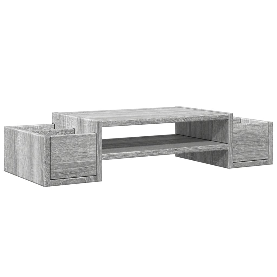 Monitorstandaard met opbergruimte 70x27x15 cm hout grijs sonoma